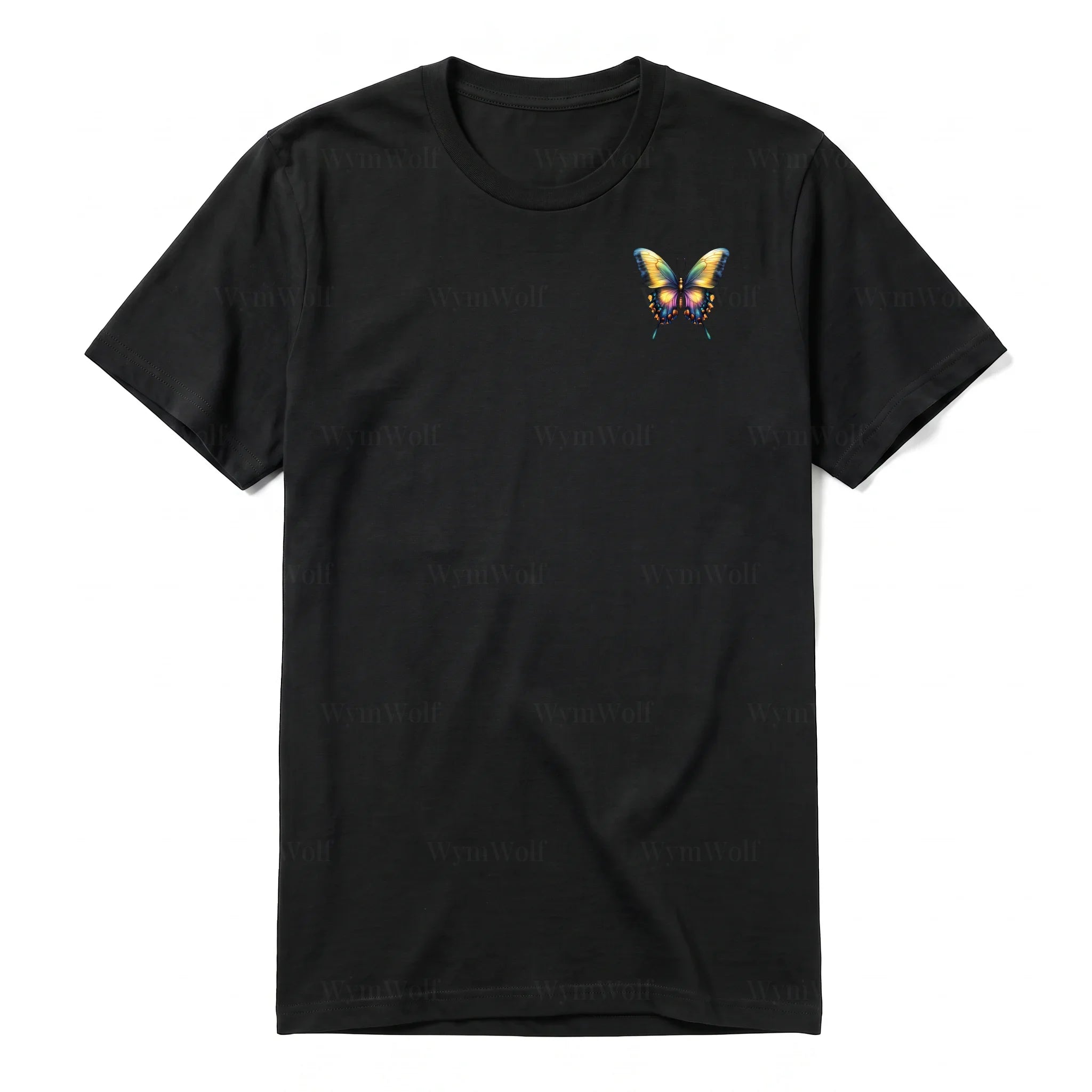 A black short-sleeve crewneck t-shirt for adult featuring a graphic of a arthropods animal on the left chest.