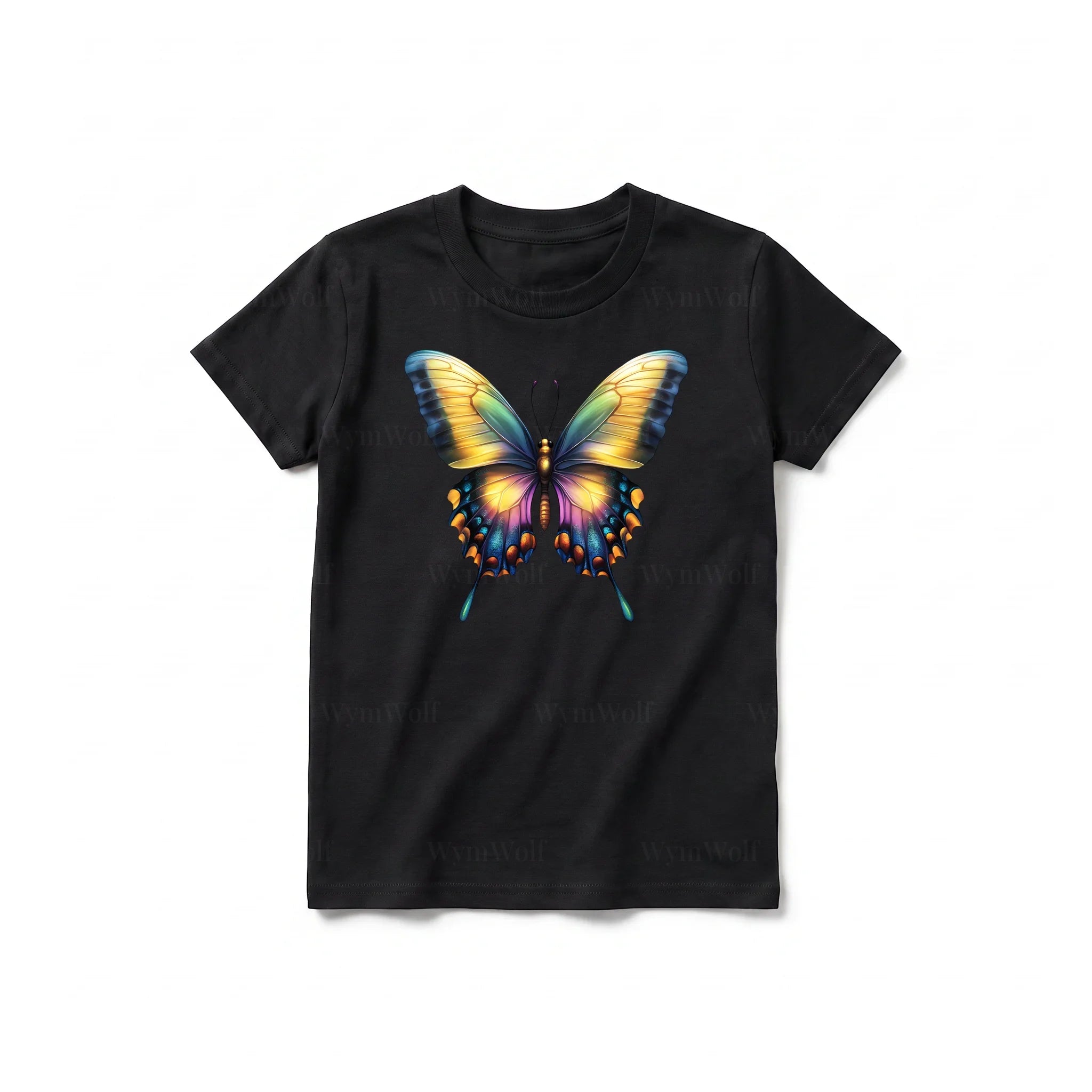 A black short-sleeve crewneck t-shirt for youth featuring a graphic of a arthropods animal on the front.