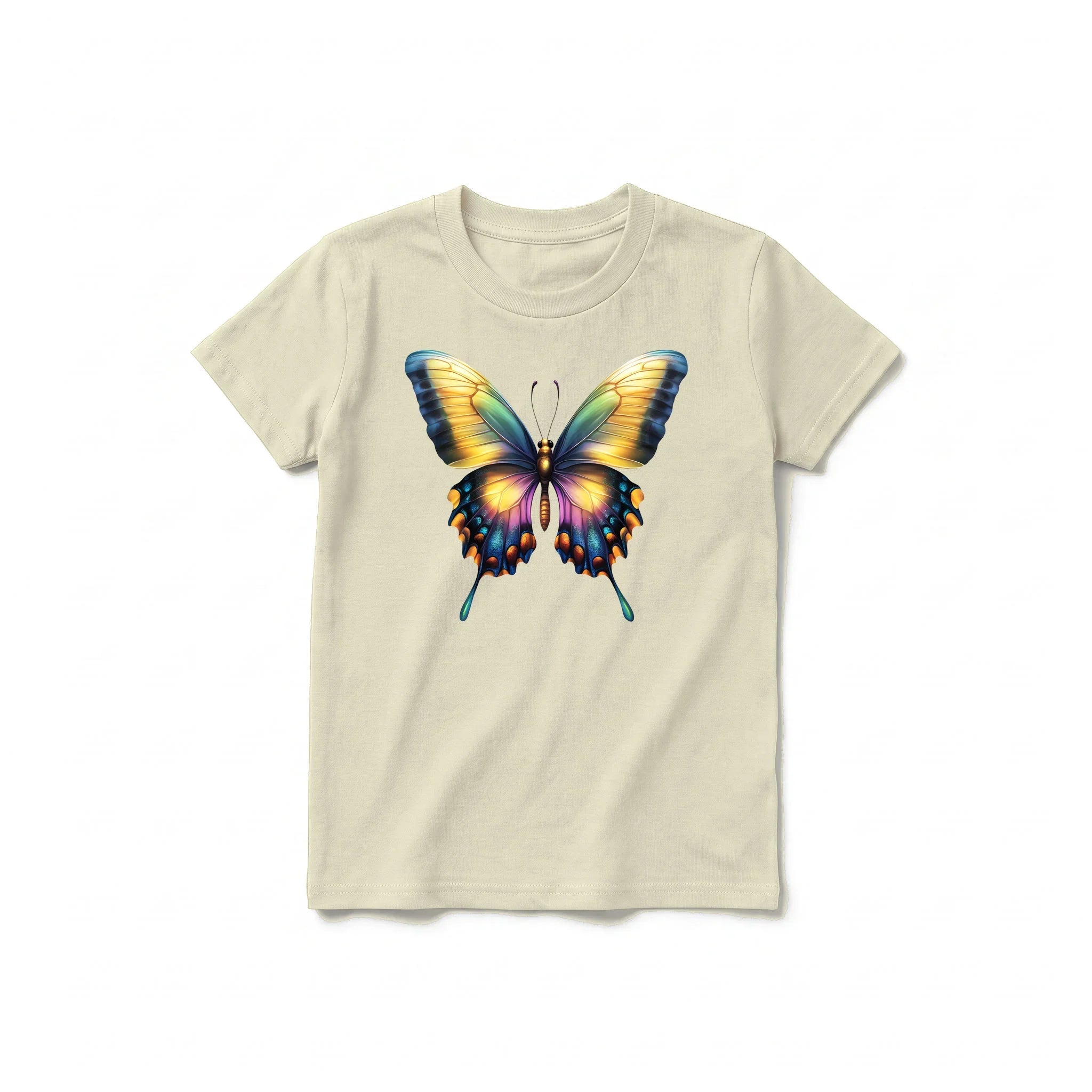 A latte short-sleeve crewneck t-shirt for youth featuring a graphic of a arthropods animal on the front.