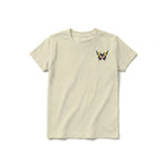A latte short-sleeve crewneck t-shirt for youth featuring a graphic of a arthropods animal on the left chest.