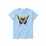 Un T-shirt poudre à manches courtes et col rond pour jeune, orné d'un motif représentant un arthropode sur le devant.
