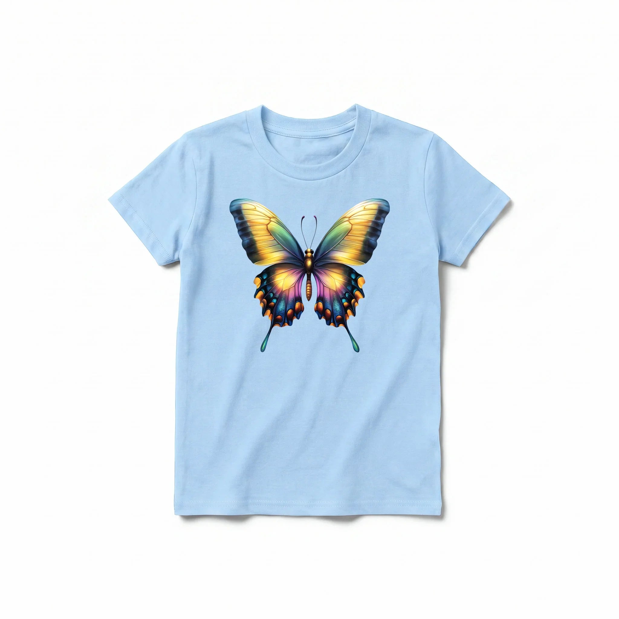 Un T-shirt poudre à manches courtes et col rond pour jeune, orné d'un motif représentant un arthropode sur le devant.