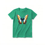 Un T-shirt kelly à manches courtes et col rond pour jeune, orné d'un motif représentant un arthropode sur le devant.