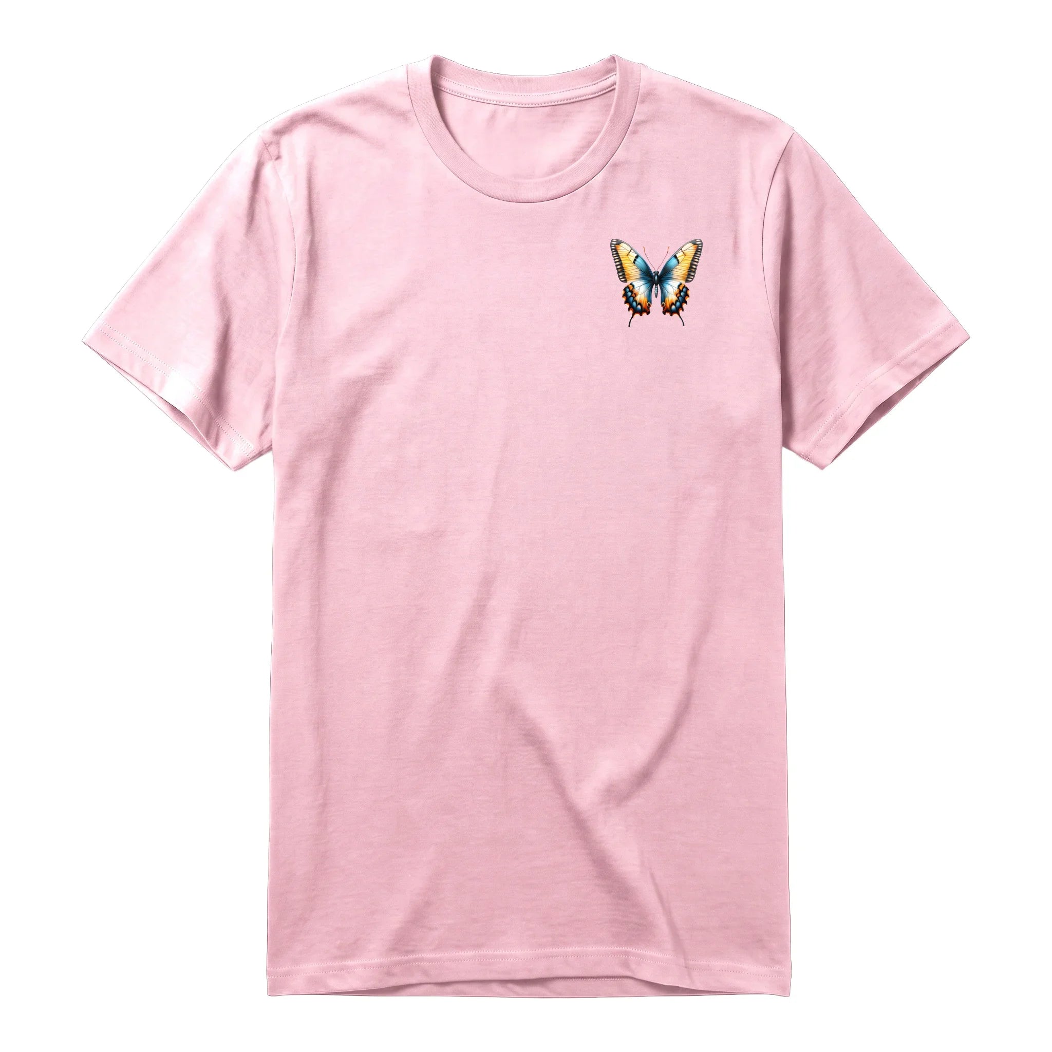 A pink short-sleeve crewneck t-shirt for adult featuring a graphic of a arthropods animal on the left chest.