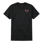A black short-sleeve crewneck t-shirt for adult featuring a graphic of a arthropods animal on the left chest.
