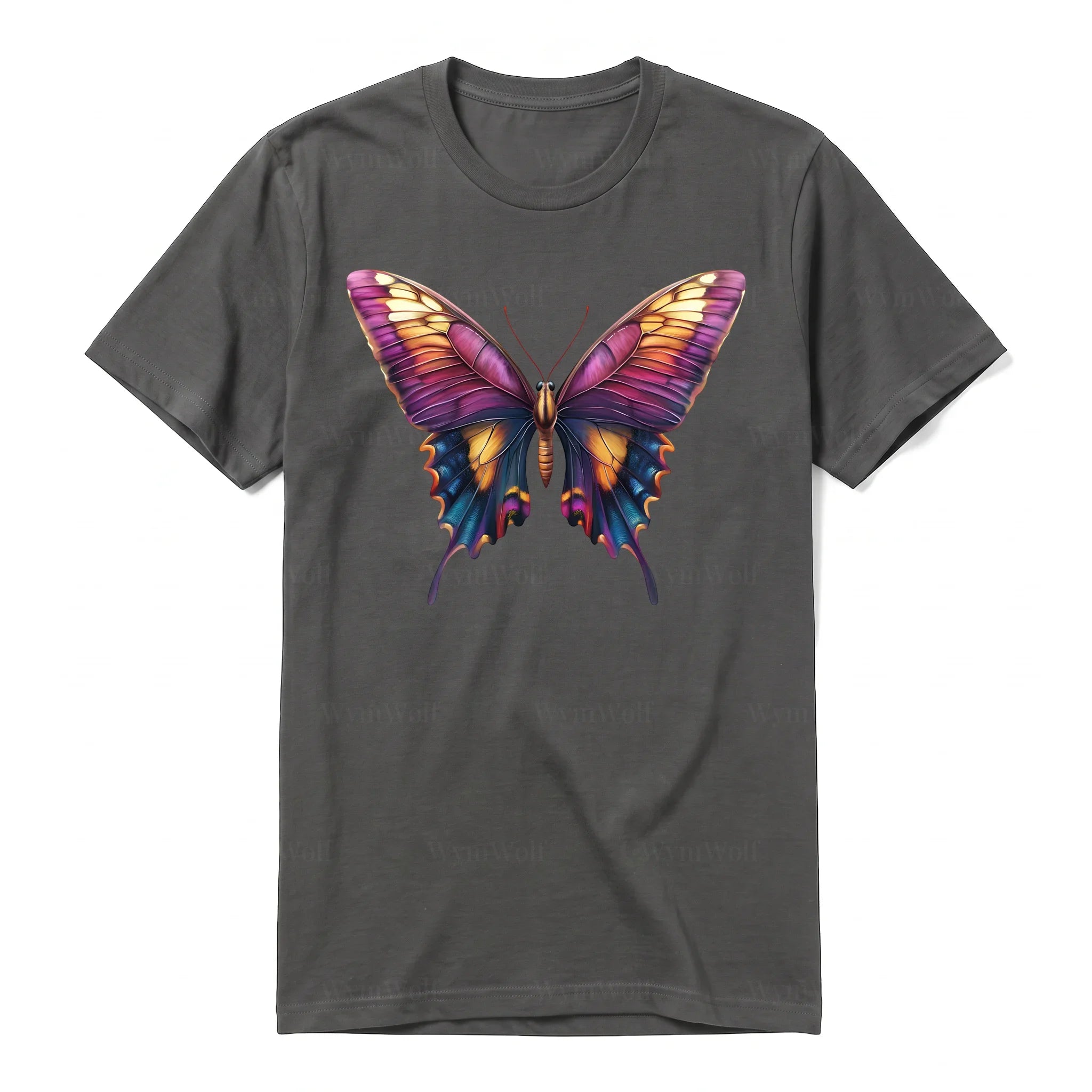 A charcoal short-sleeve crewneck t-shirt for adult featuring a graphic of a arthropods animal on the front.