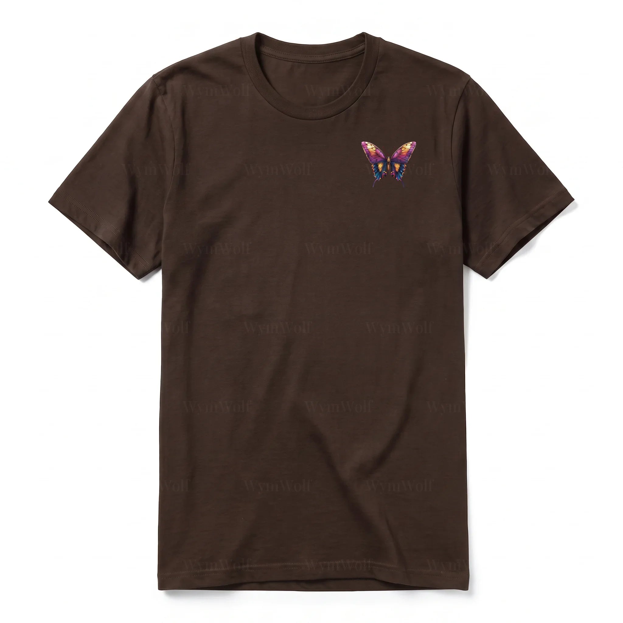 A chocolate short-sleeve crewneck t-shirt for adult featuring a graphic of a arthropods animal on the left chest.