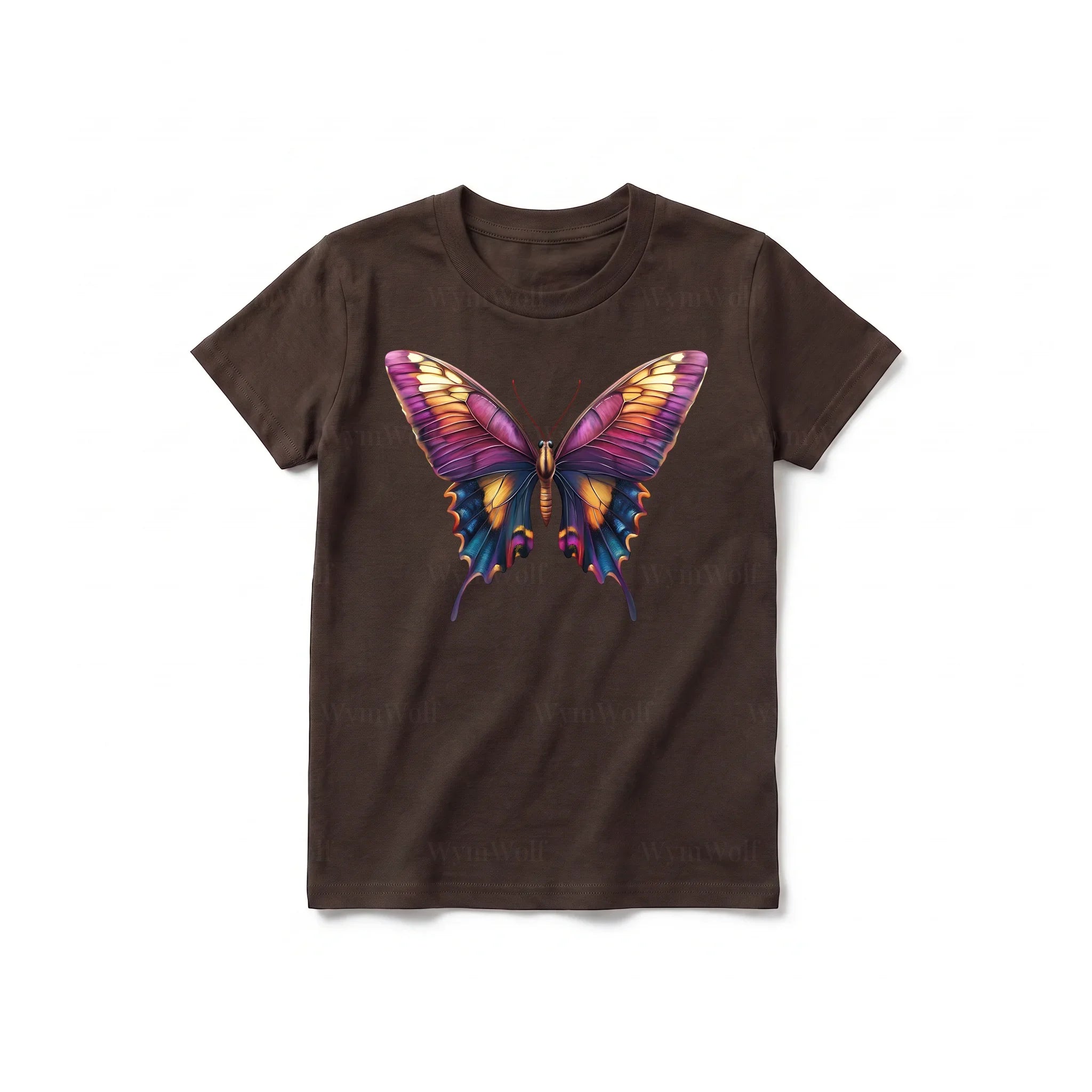 A chocolate short-sleeve crewneck t-shirt for youth featuring a graphic of a arthropods animal on the front.