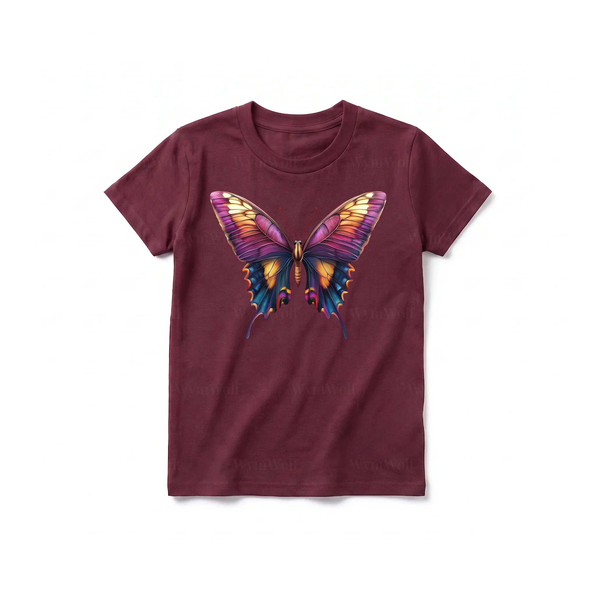 Un T-shirt marron à manches courtes et col rond pour jeune, orné d'un motif représentant un arthropode sur le devant.