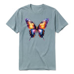Un T-shirt sauge à manches courtes et col rond, orné d'un motif représentant un arthropod sur le devant.