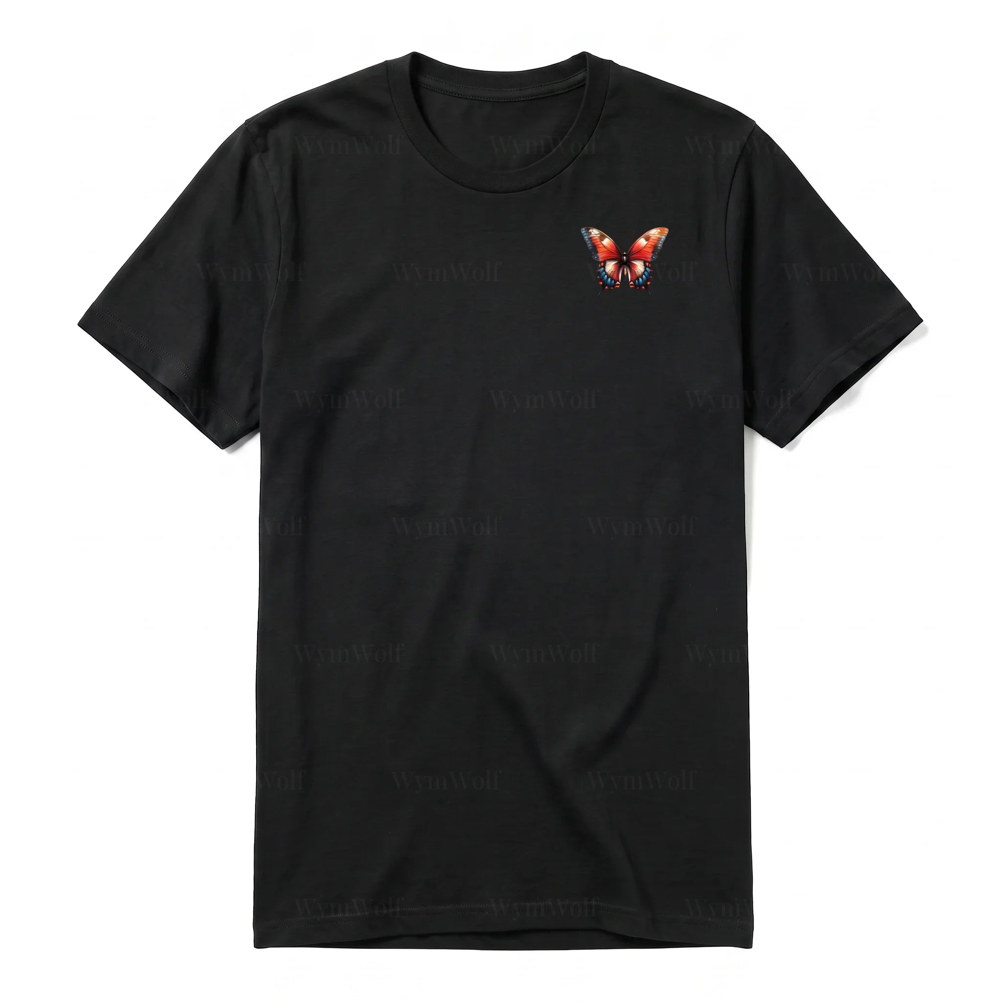 A black short-sleeve crewneck t-shirt for adult featuring a graphic of a arthropods animal on the left chest.