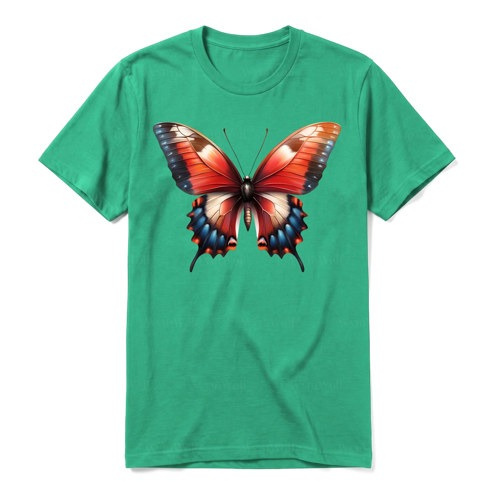A kelly short-sleeve crewneck t-shirt for adult featuring a graphic of a arthropods animal on the front.