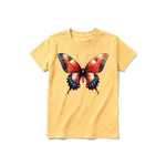 A mustard short-sleeve crewneck t-shirt for youth featuring a graphic of a arthropods animal on the front.