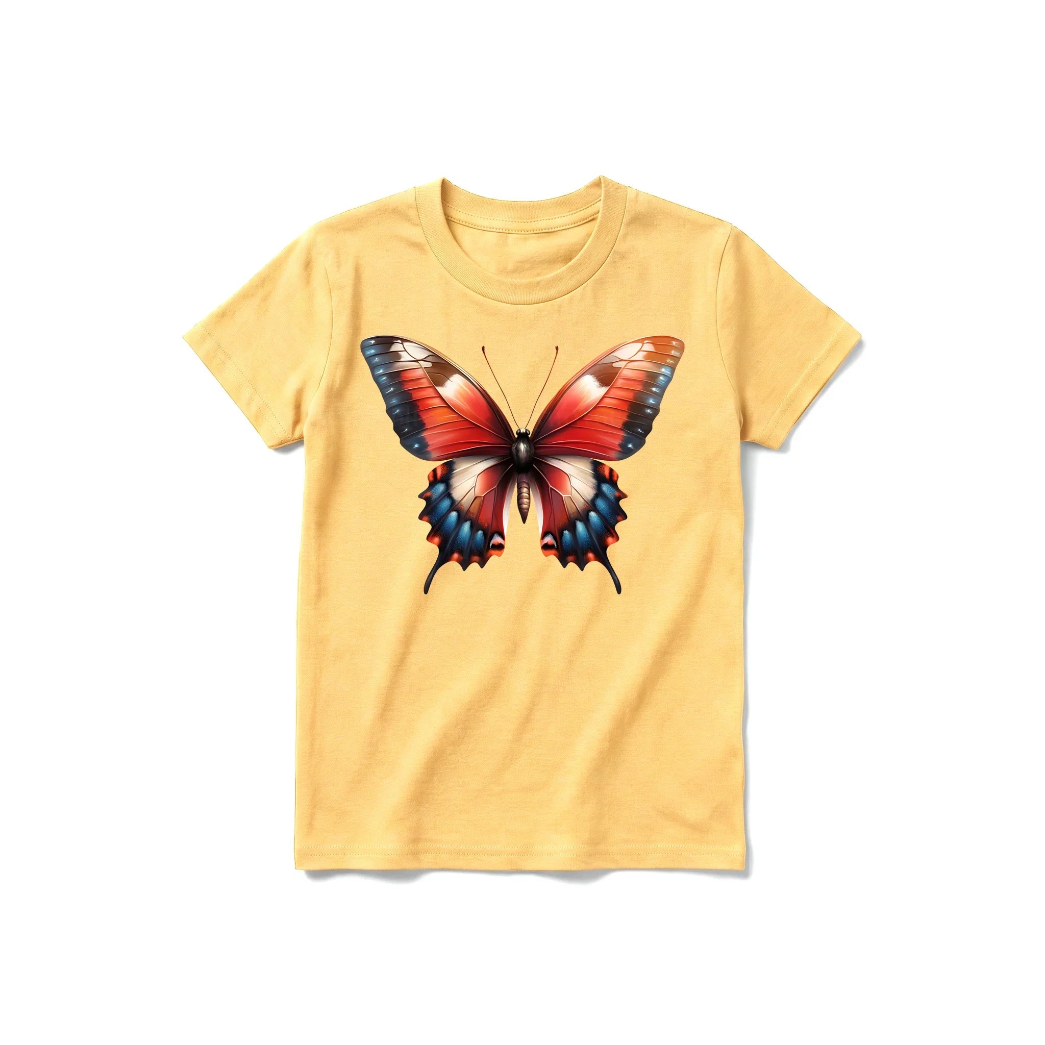 A mustard short-sleeve crewneck t-shirt for youth featuring a graphic of a arthropods animal on the front.