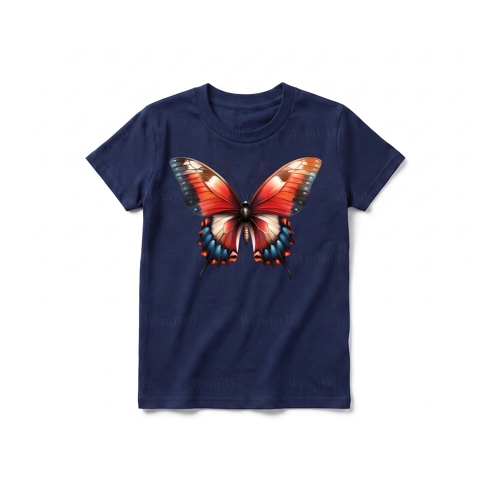 A navy short-sleeve crewneck t-shirt for youth featuring a graphic of a arthropods animal on the front.