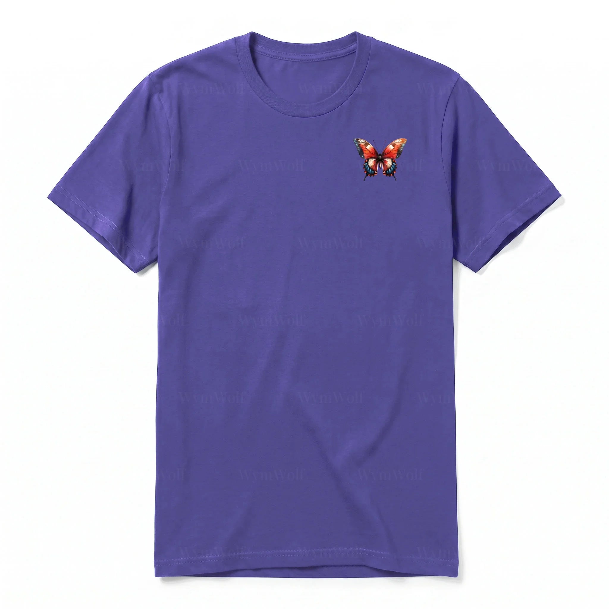 A purple short-sleeve crewneck t-shirt for adult featuring a graphic of a arthropods animal on the left chest.