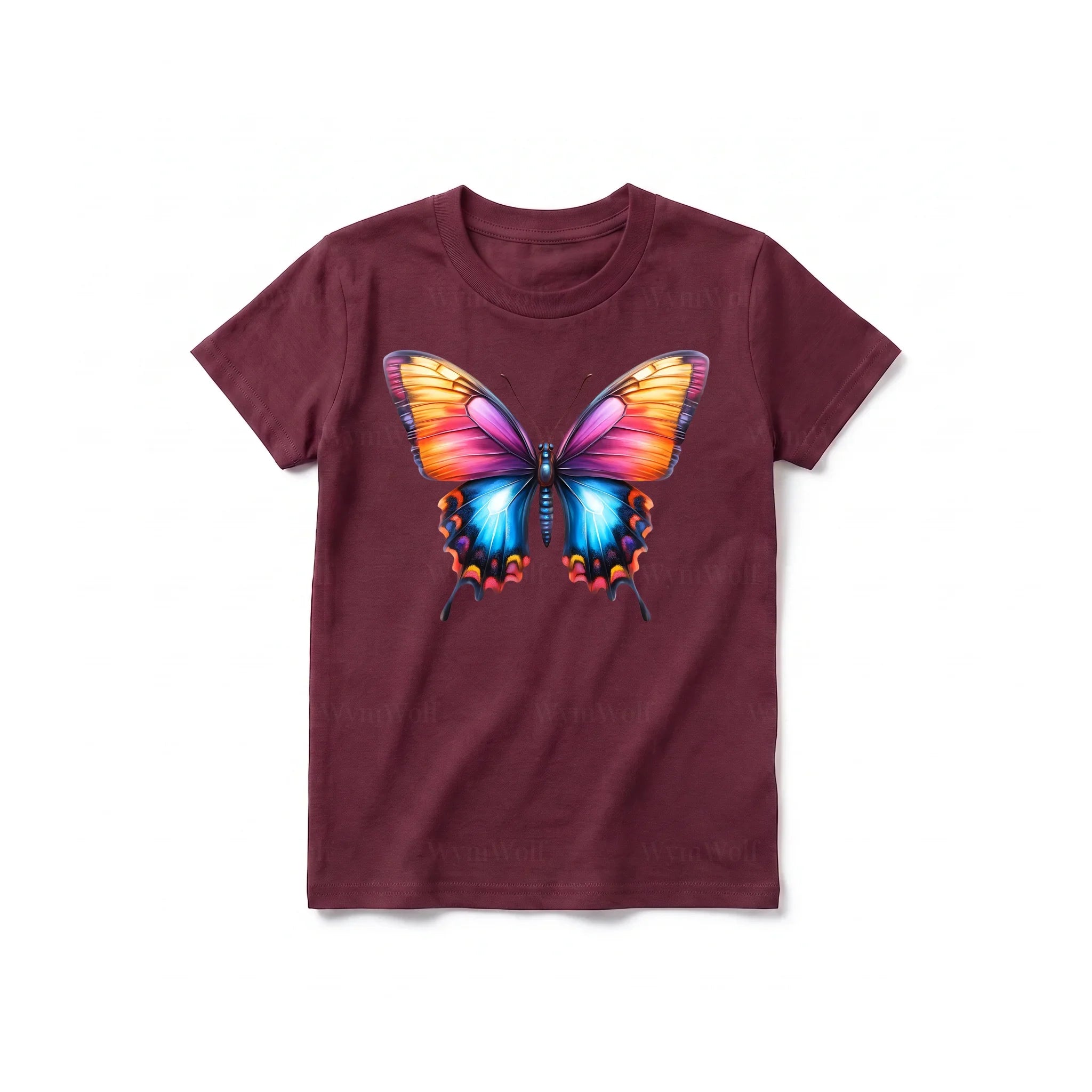 Un T-shirt marron à manches courtes et col rond pour jeune, orné d'un motif représentant un arthropode sur le devant.