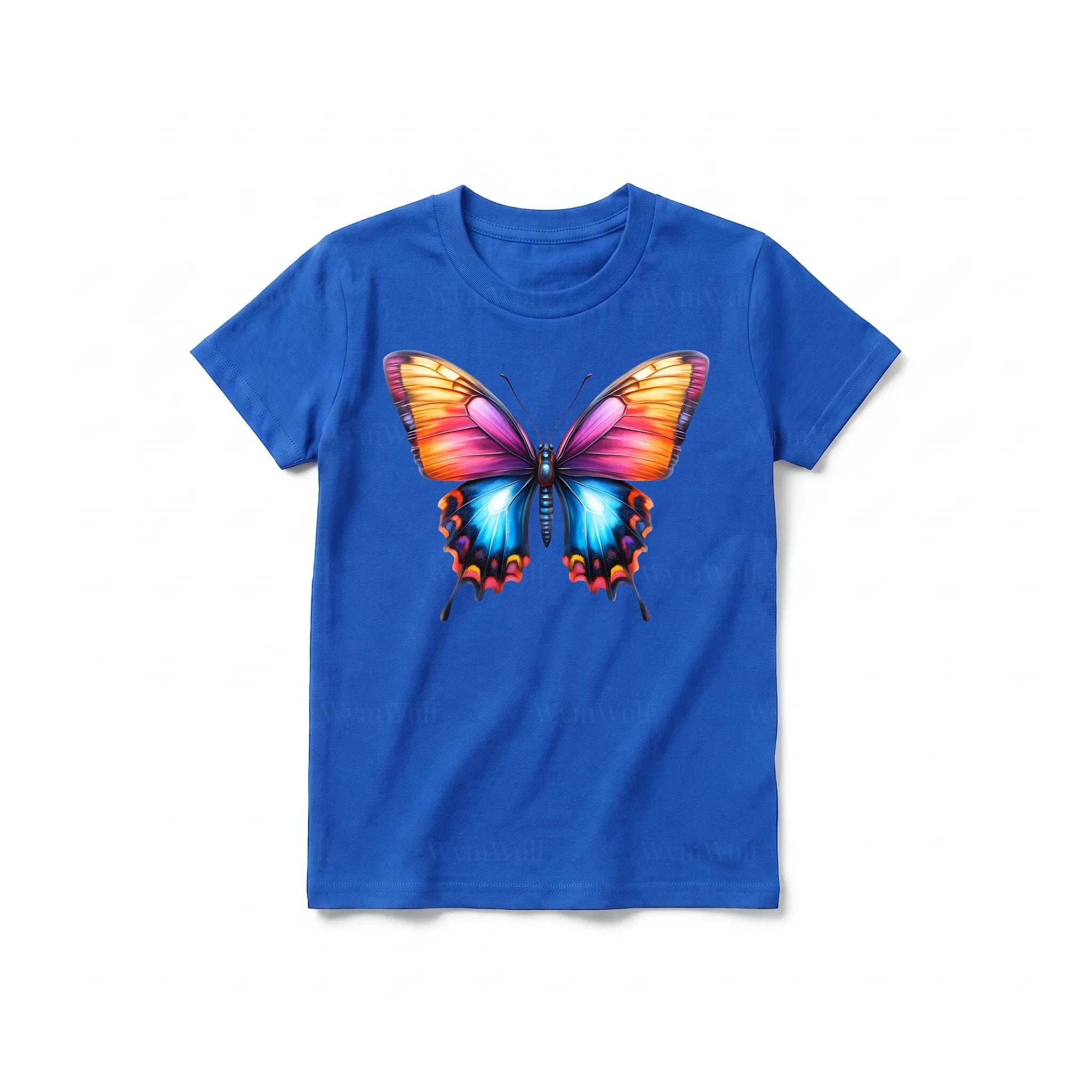 A royal short-sleeve crewneck t-shirt for youth featuring a graphic of a arthropods animal on the front.