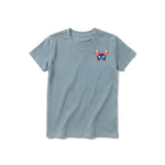 A sage short-sleeve crewneck t-shirt for youth featuring a graphic of a arthropods animal on the left chest.