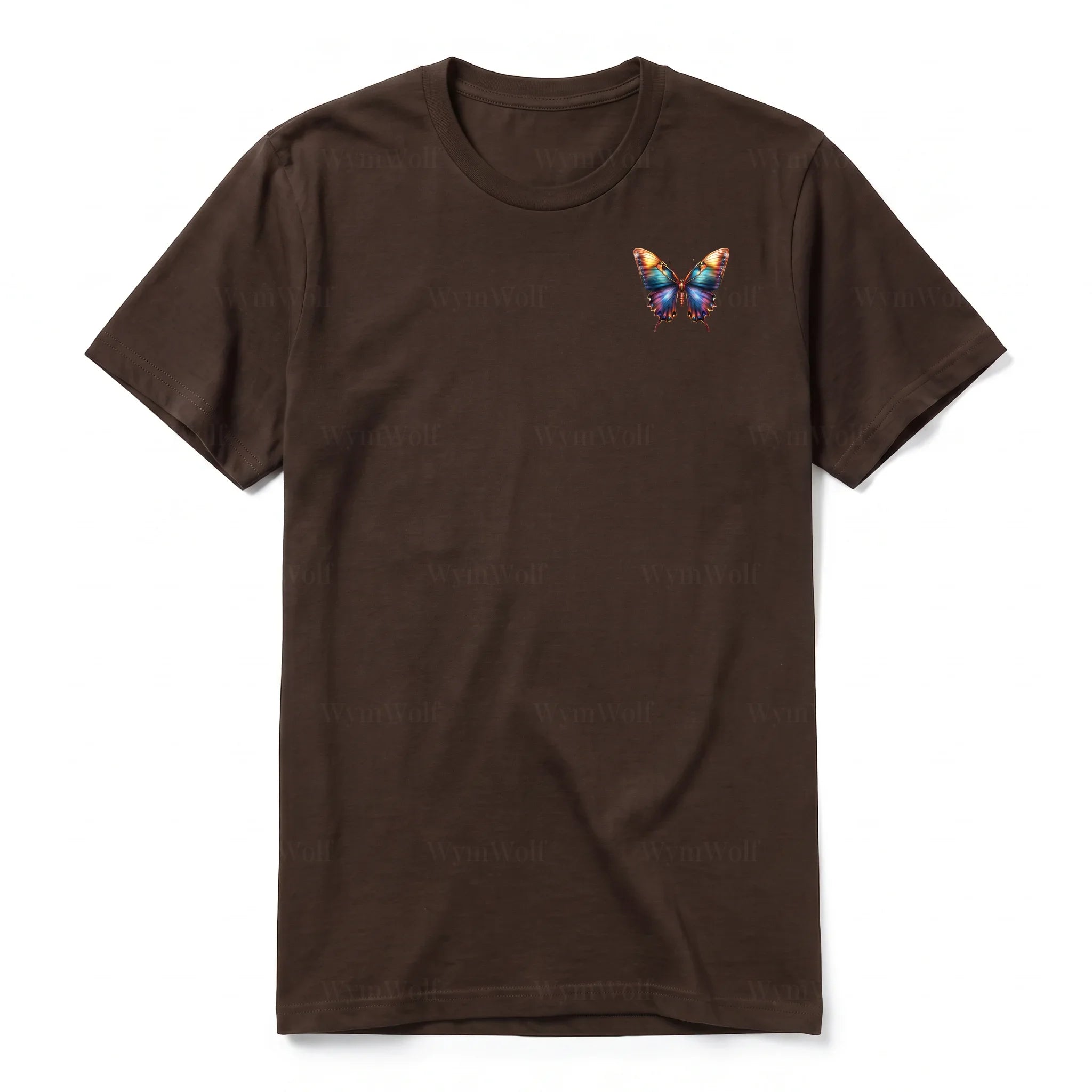 A chocolate short-sleeve crewneck t-shirt for adult featuring a graphic of a arthropods animal on the left chest.