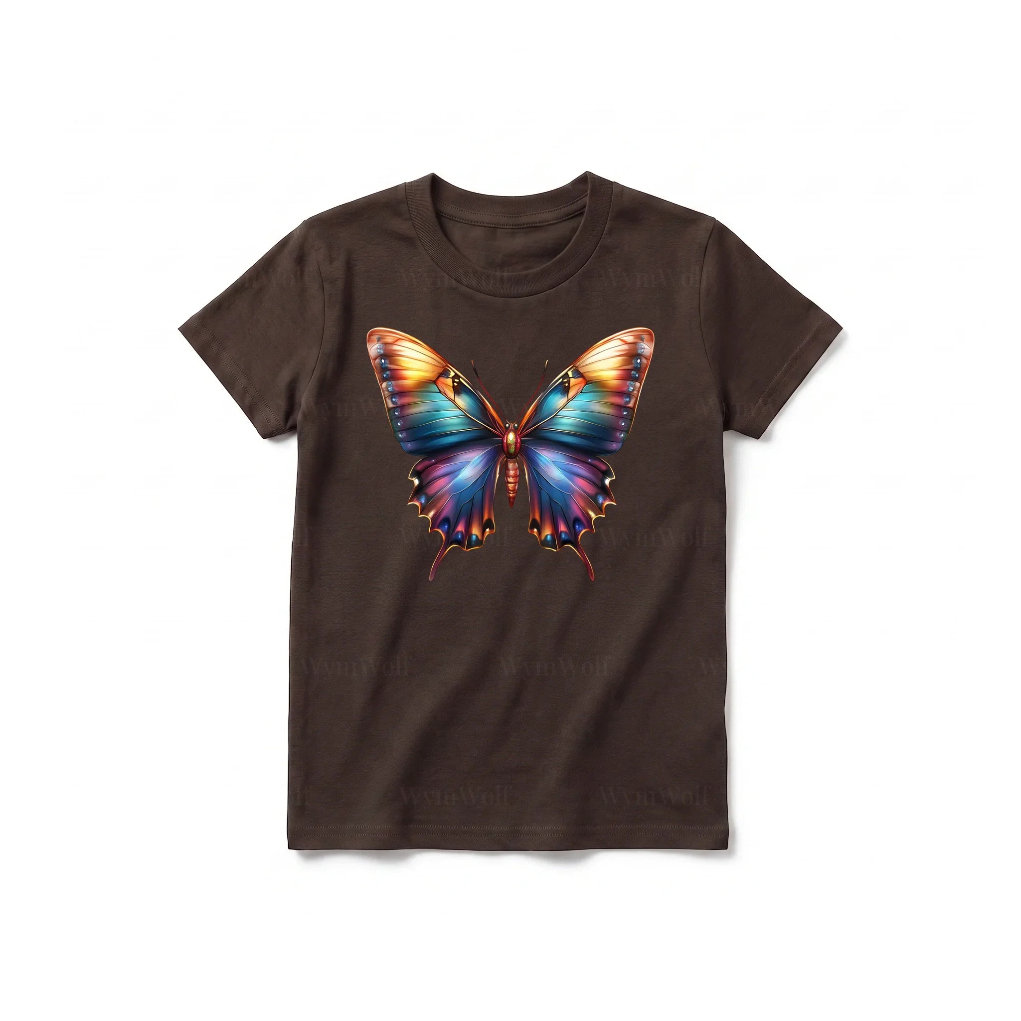 A chocolate short-sleeve crewneck t-shirt for youth featuring a graphic of a arthropods animal on the front.