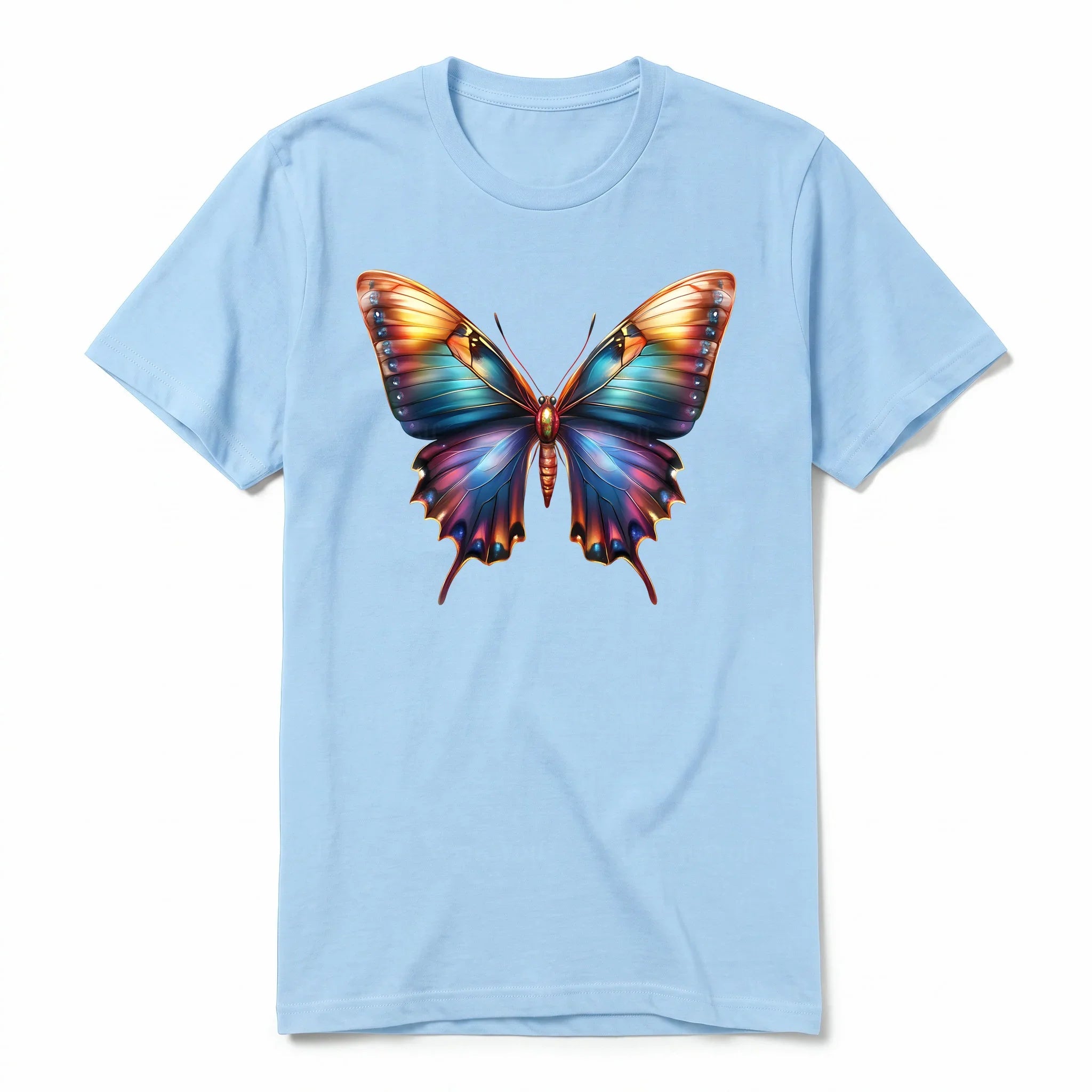 Un T-shirt poudre à manches courtes et col rond, orné d'un motif représentant un arthropod sur le devant.