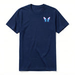 A navy short-sleeve crewneck t-shirt for adult featuring a graphic of a arthropods animal on the left chest.