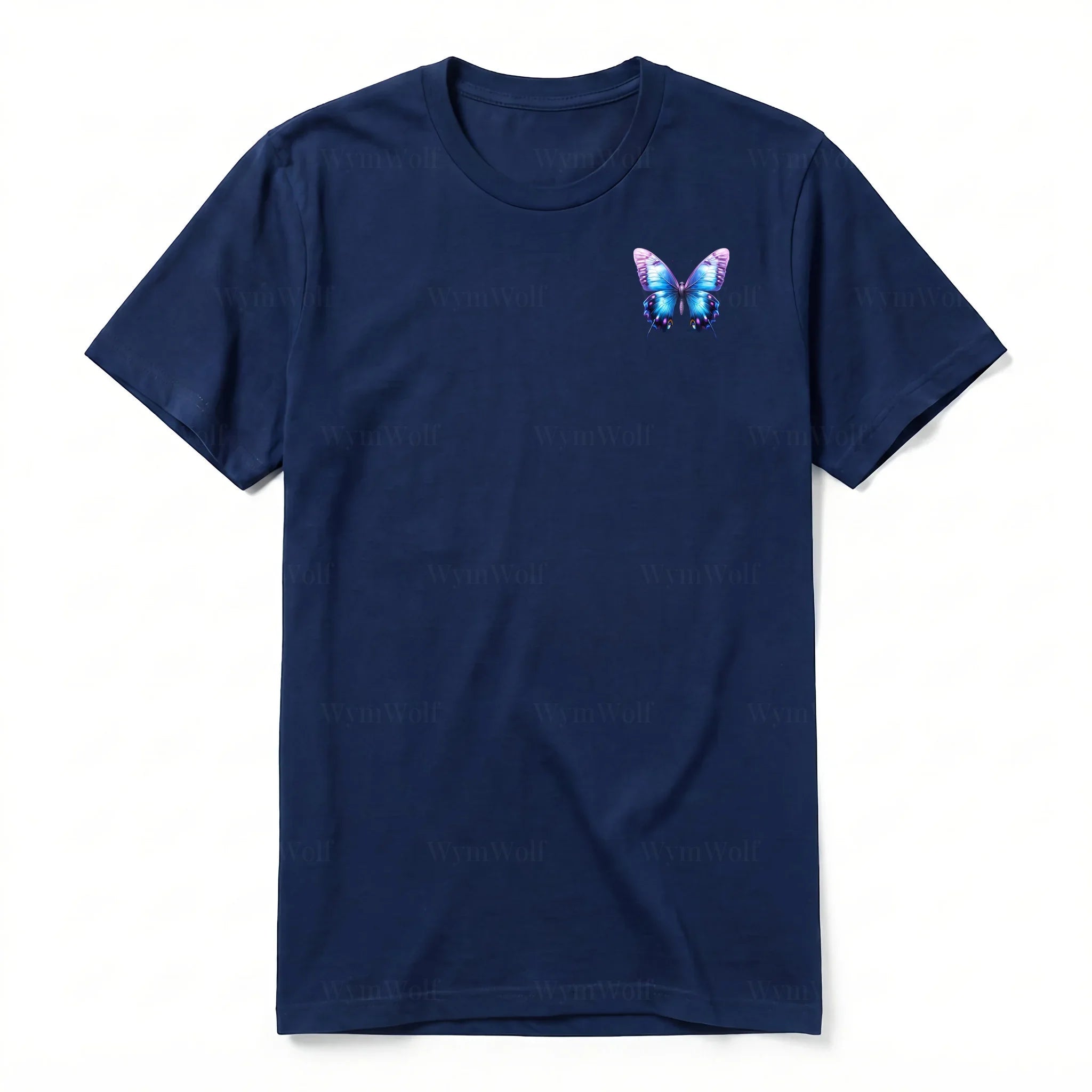 A navy short-sleeve crewneck t-shirt for adult featuring a graphic of a arthropods animal on the left chest.