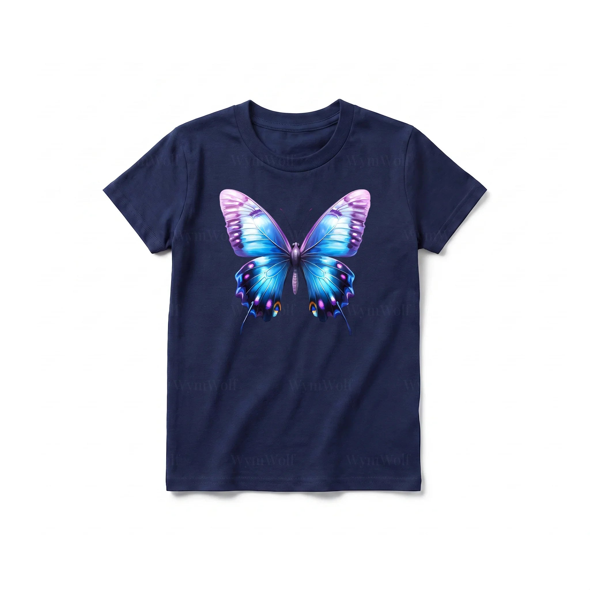 A navy short-sleeve crewneck t-shirt for youth featuring a graphic of a arthropods animal on the front.