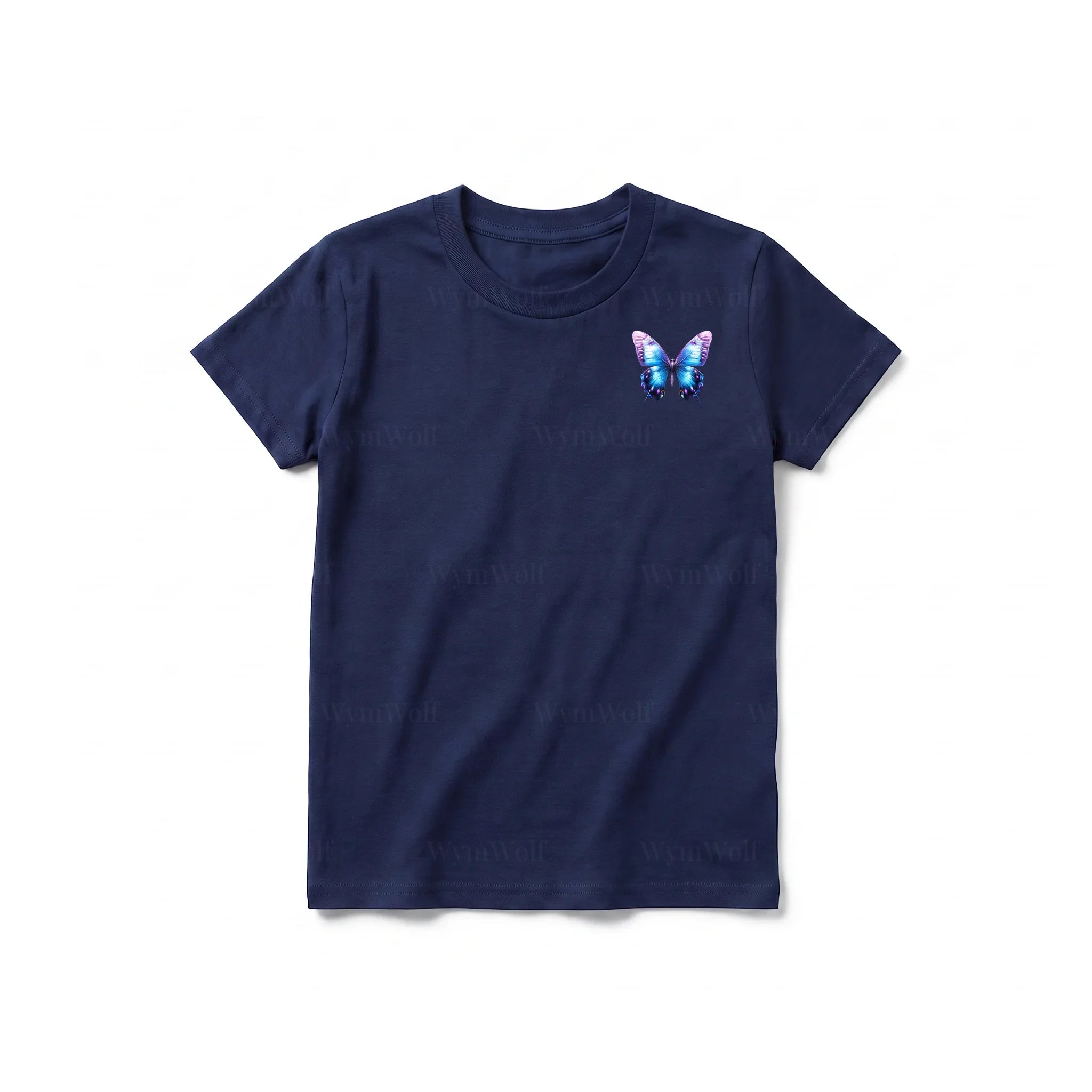 A navy short-sleeve crewneck t-shirt for youth featuring a graphic of a arthropods animal on the left chest.