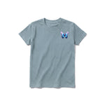 A sage short-sleeve crewneck t-shirt for youth featuring a graphic of a arthropods animal on the left chest.