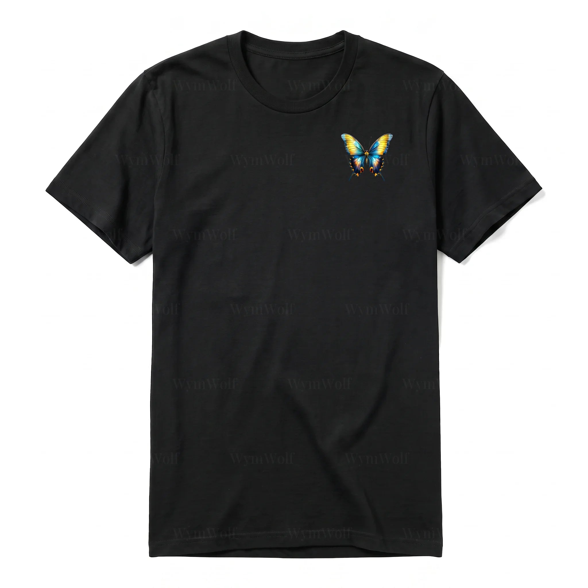 A black short-sleeve crewneck t-shirt for adult featuring a graphic of a arthropods animal on the left chest.