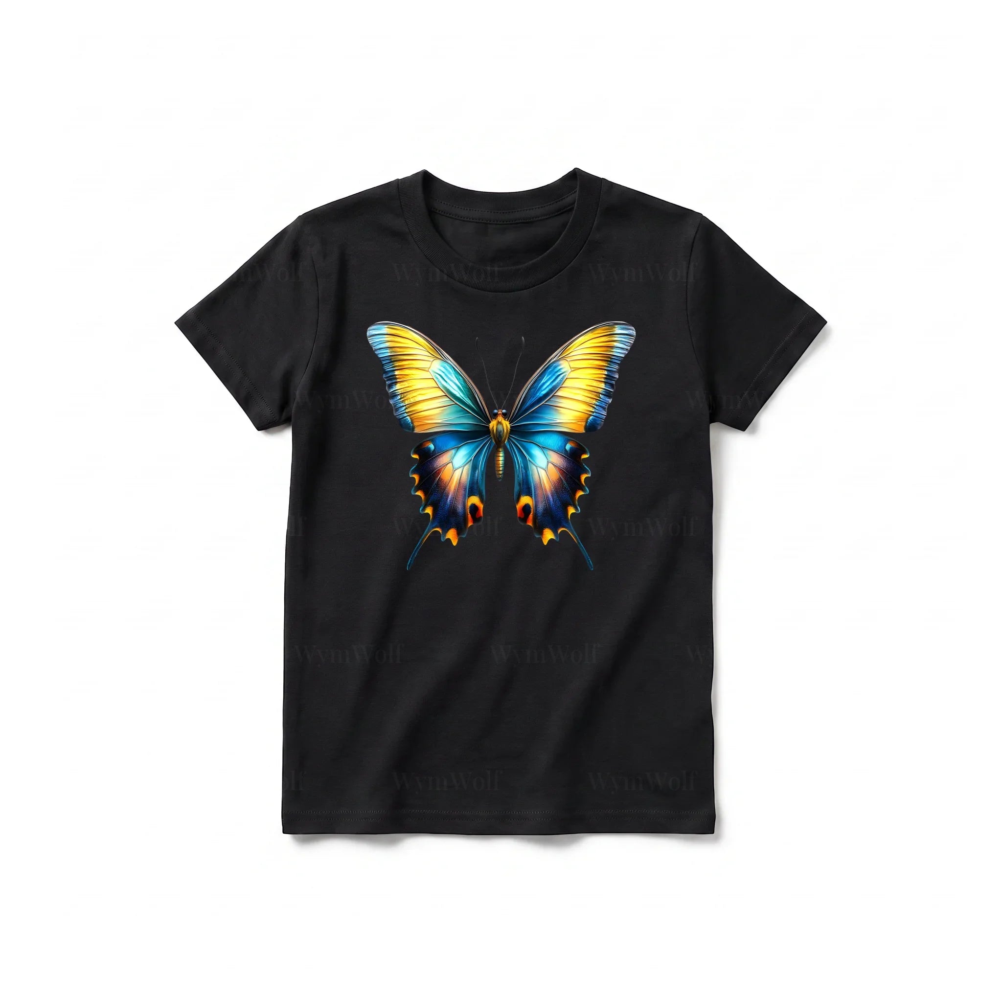 A black short-sleeve crewneck t-shirt for youth featuring a graphic of a arthropods animal on the front.