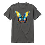 Un T-shirt charbon à manches courtes et col rond, orné d'un motif représentant un arthropod sur le devant.