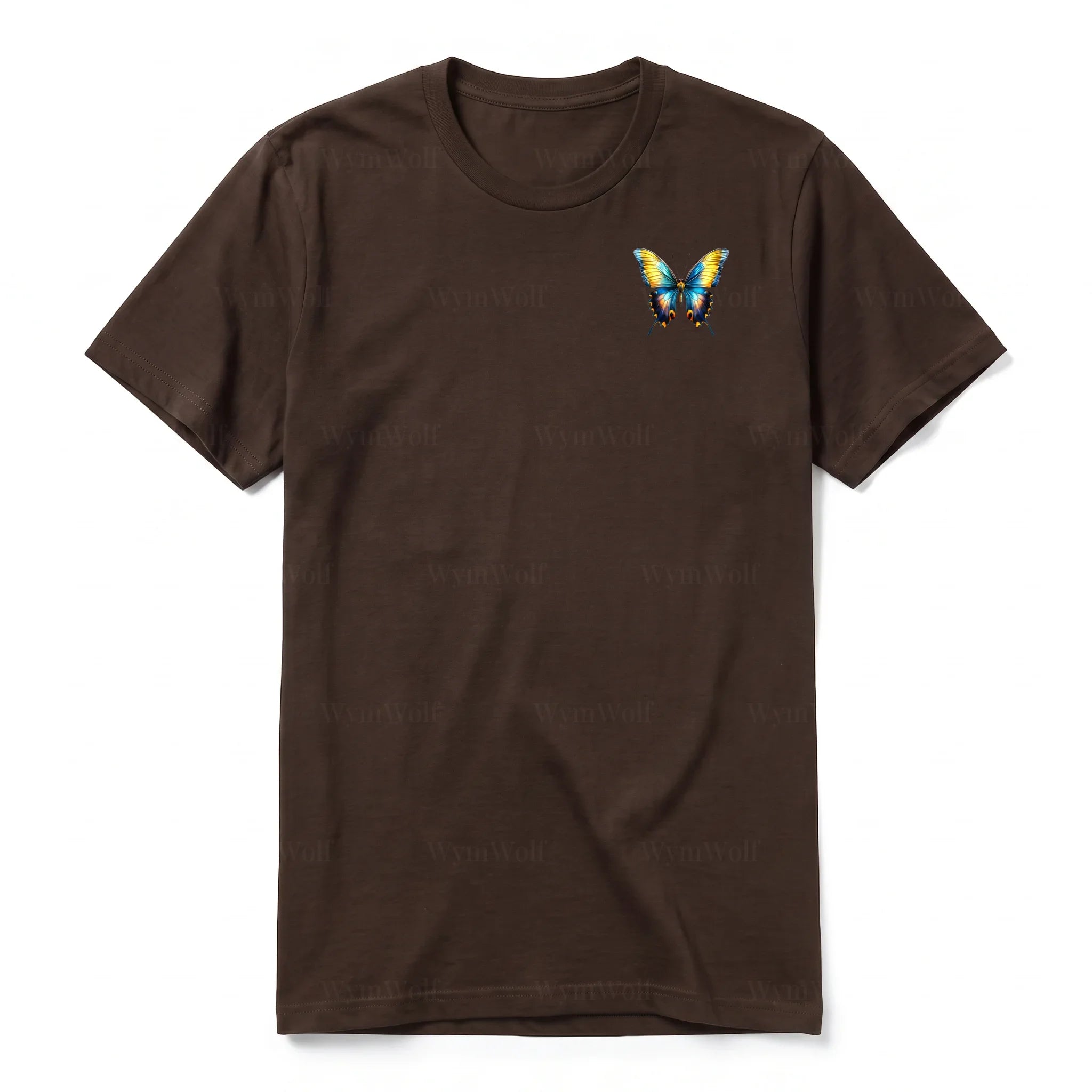 A chocolate short-sleeve crewneck t-shirt for adult featuring a graphic of a arthropods animal on the left chest.
