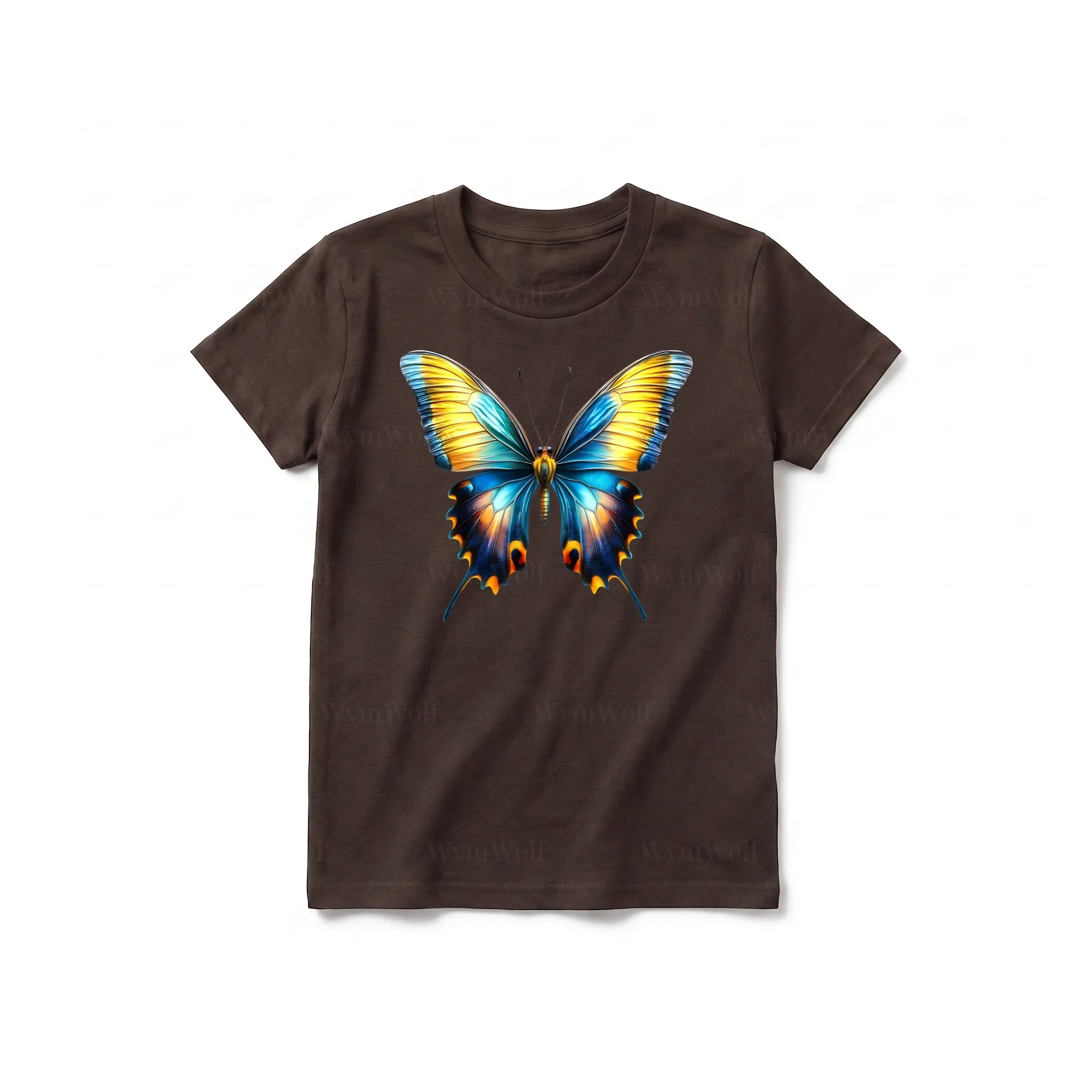 A chocolate short-sleeve crewneck t-shirt for youth featuring a graphic of a arthropods animal on the front.