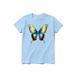 Un T-shirt poudre à manches courtes et col rond pour jeune, orné d'un motif représentant un arthropode sur le devant.