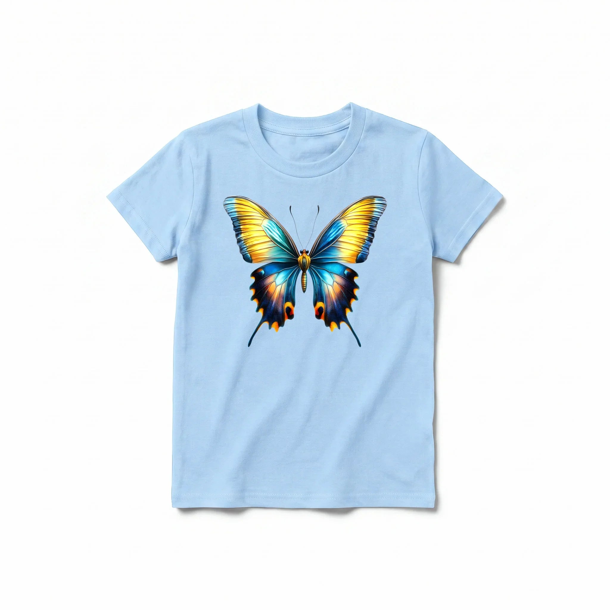 Un T-shirt poudre à manches courtes et col rond pour jeune, orné d'un motif représentant un arthropode sur le devant.