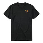 A black short-sleeve crewneck t-shirt for adult featuring a graphic of a arthropods animal on the left chest.
