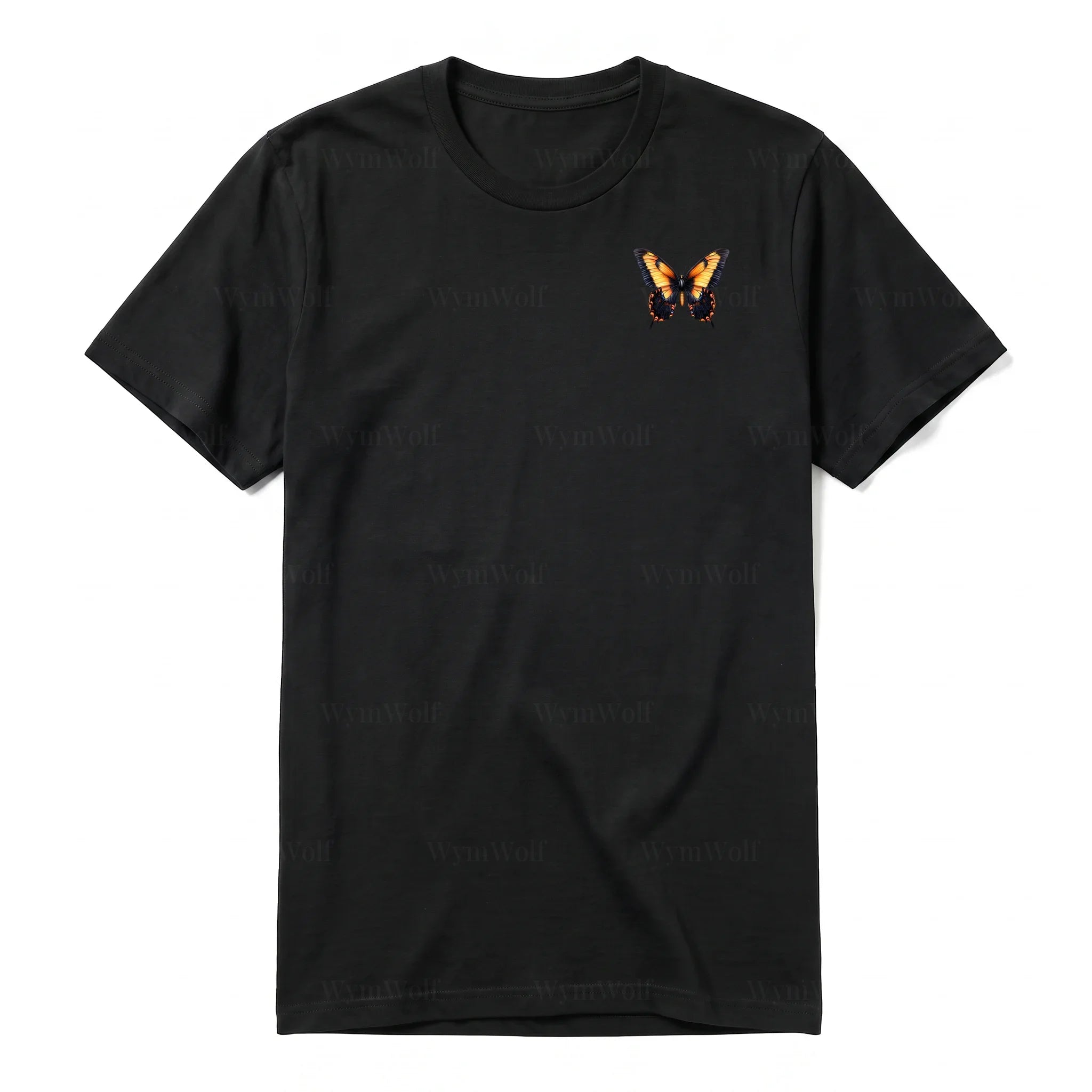 A black short-sleeve crewneck t-shirt for adult featuring a graphic of a arthropods animal on the left chest.