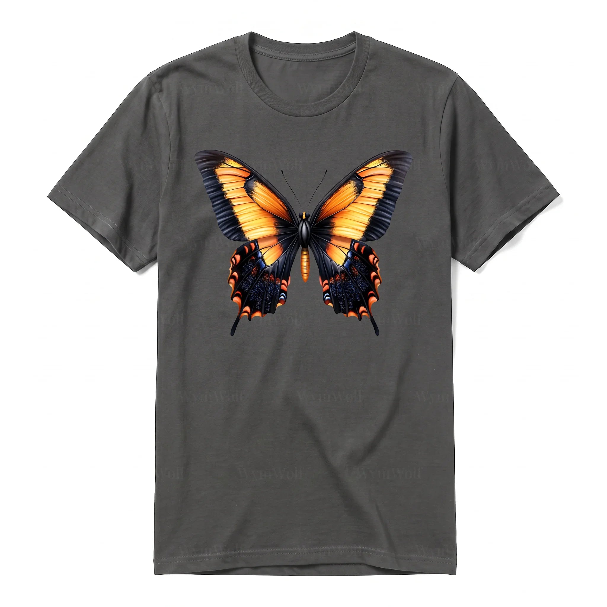 A charcoal short-sleeve crewneck t-shirt for adult featuring a graphic of a arthropods animal on the front.