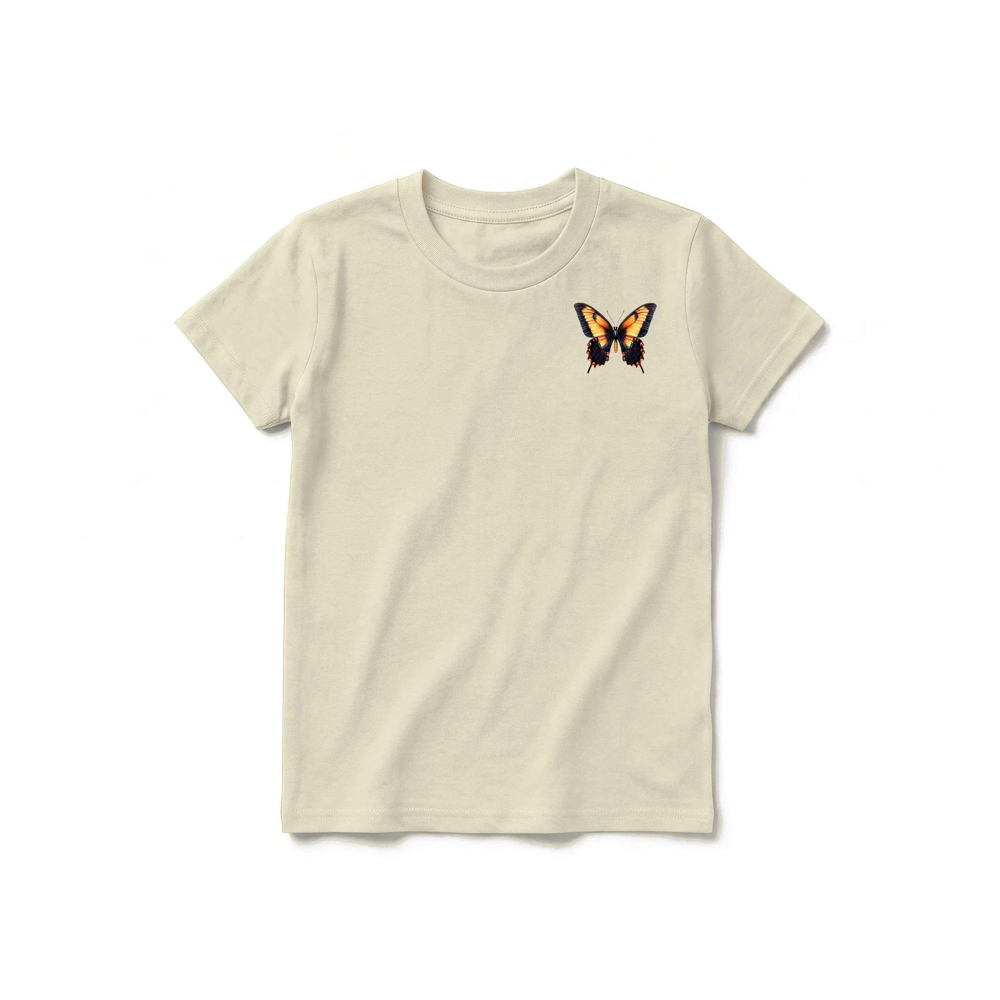 A latte short-sleeve crewneck t-shirt for youth featuring a graphic of a arthropods animal on the left chest.
