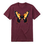 A maroon short-sleeve crewneck t-shirt for adult featuring a graphic of a arthropods animal on the front.