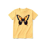 A mustard short-sleeve crewneck t-shirt for youth featuring a graphic of a arthropods animal on the front.