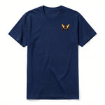 A navy short-sleeve crewneck t-shirt for adult featuring a graphic of a arthropods animal on the left chest.