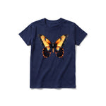 A navy short-sleeve crewneck t-shirt for youth featuring a graphic of a arthropods animal on the front.
