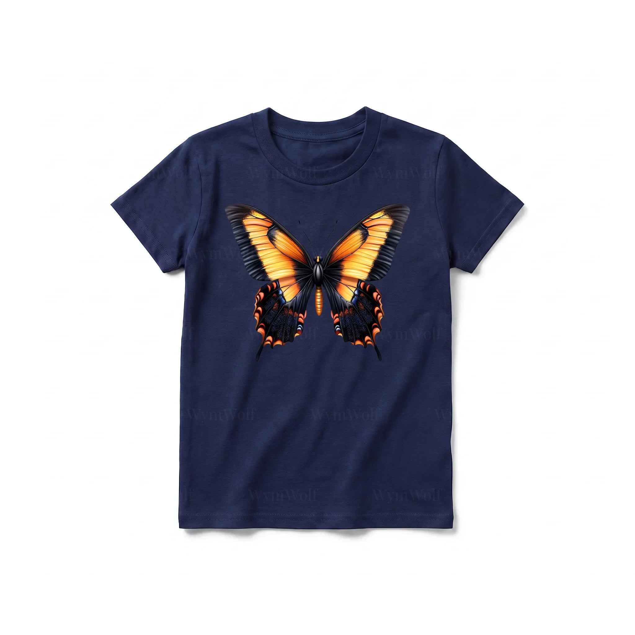 A navy short-sleeve crewneck t-shirt for youth featuring a graphic of a arthropods animal on the front.