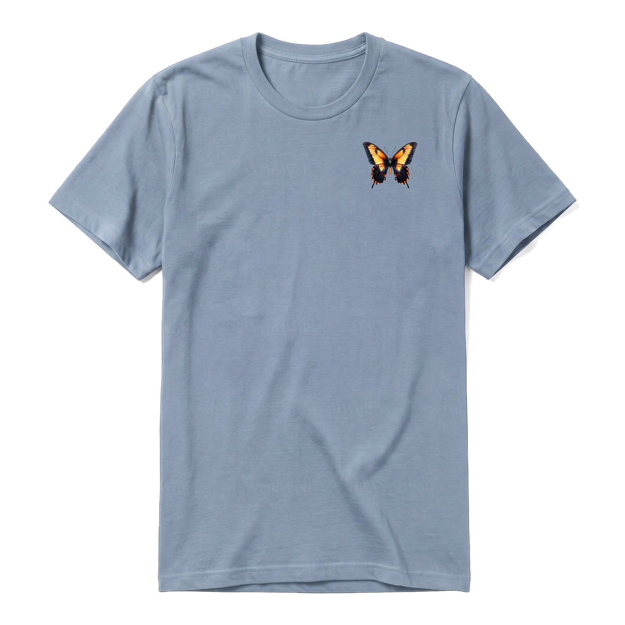 A steel-blue short-sleeve crewneck t-shirt for adult featuring a graphic of a arthropods animal on the left chest.
