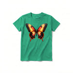 Un T-shirt kelly à manches courtes et col rond pour jeune, orné d'un motif représentant un arthropode sur le devant.