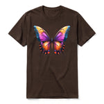 Un T-shirt chocolat à manches courtes et col rond, orné d'un motif représentant un arthropod sur le devant.